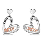 Mom Love Heart Earrings Hoop, Mom Earrings Studs for Mother Grandma,Best Mom Drop Hoops Birthday Gift - Aurora Tears Jewelry